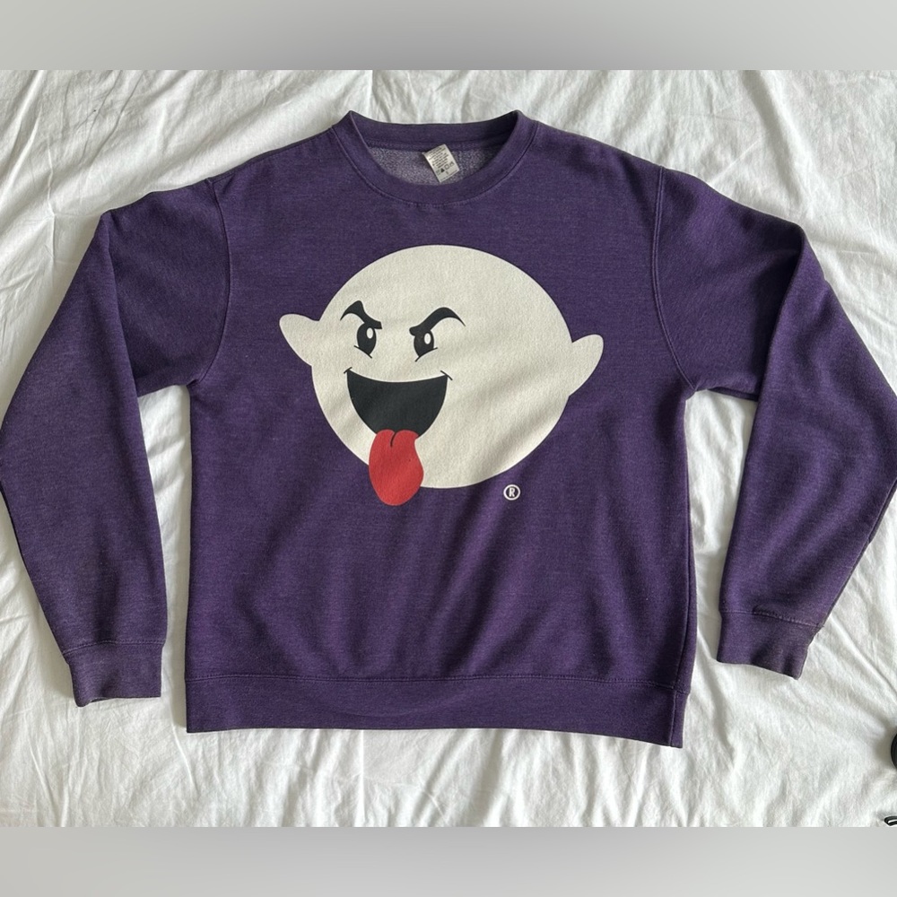 EUC Artisticreation Super Mario Bros Boogie Purple Pullover Fleece Sweatshirt SM